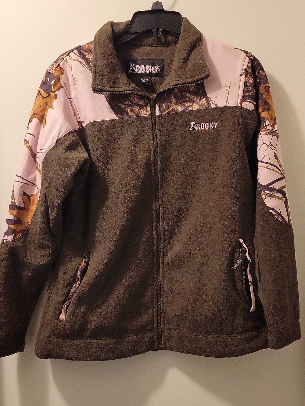 Rocky Brown Fleece Jacket with Pink Camo Accents